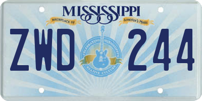 MS license plate ZWD244