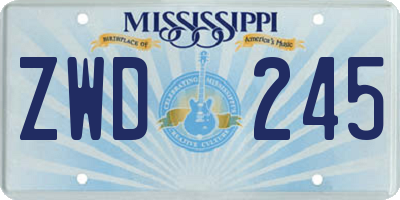 MS license plate ZWD245