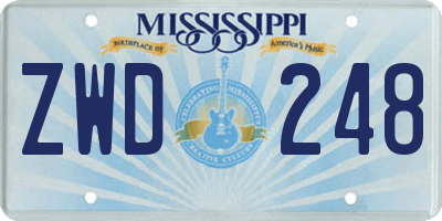 MS license plate ZWD248