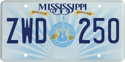 MS license plate ZWD250