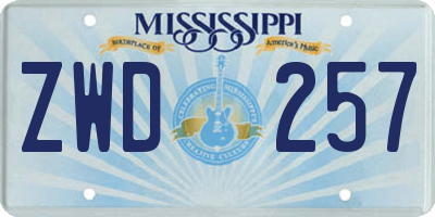 MS license plate ZWD257