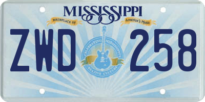 MS license plate ZWD258