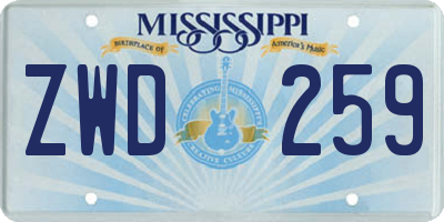 MS license plate ZWD259