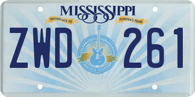 MS license plate ZWD261