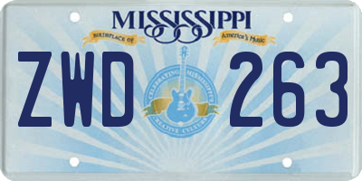 MS license plate ZWD263
