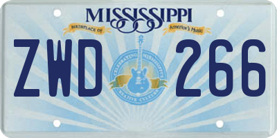 MS license plate ZWD266