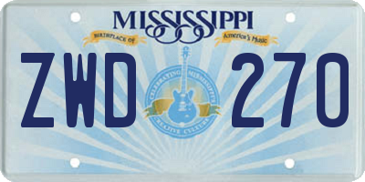 MS license plate ZWD270