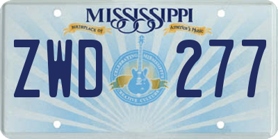 MS license plate ZWD277
