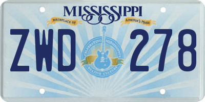 MS license plate ZWD278
