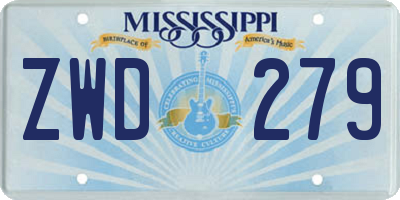 MS license plate ZWD279