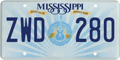 MS license plate ZWD280