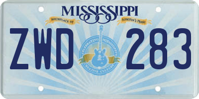 MS license plate ZWD283