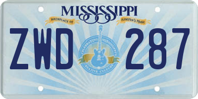 MS license plate ZWD287