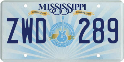 MS license plate ZWD289