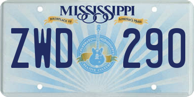 MS license plate ZWD290