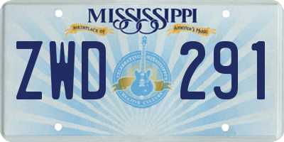 MS license plate ZWD291