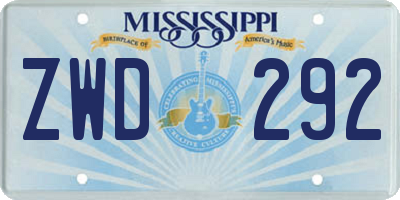 MS license plate ZWD292