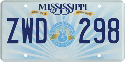 MS license plate ZWD298