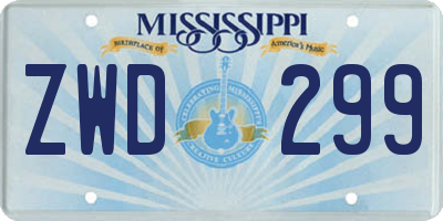 MS license plate ZWD299