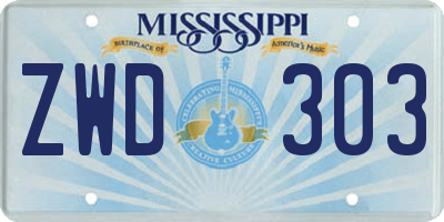MS license plate ZWD303