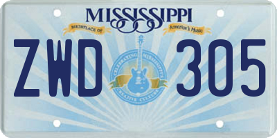MS license plate ZWD305