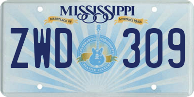MS license plate ZWD309