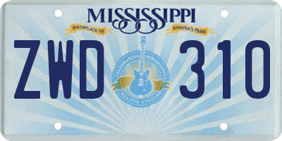 MS license plate ZWD310
