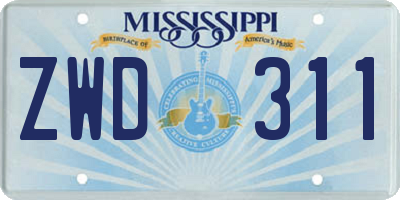 MS license plate ZWD311