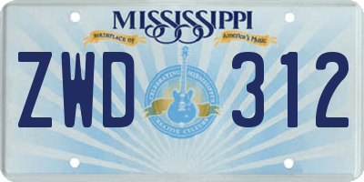 MS license plate ZWD312