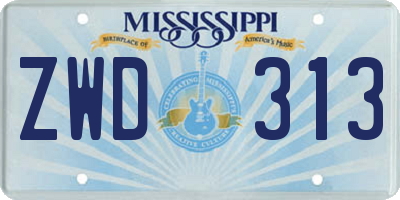MS license plate ZWD313