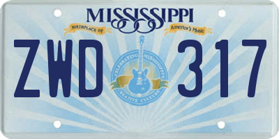 MS license plate ZWD317