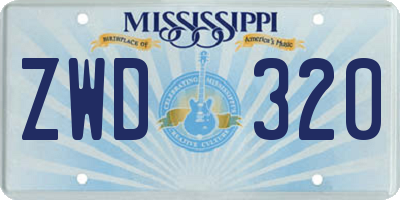 MS license plate ZWD320