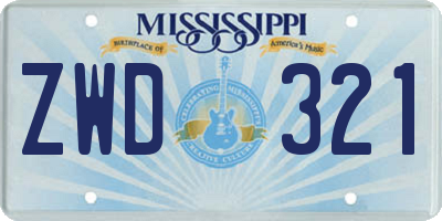 MS license plate ZWD321