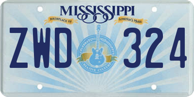 MS license plate ZWD324