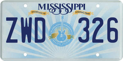 MS license plate ZWD326