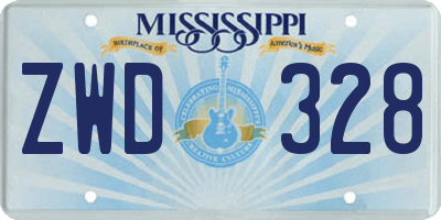 MS license plate ZWD328