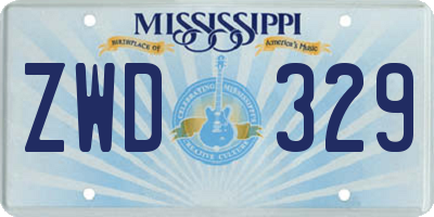 MS license plate ZWD329