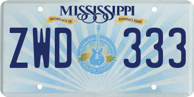 MS license plate ZWD333