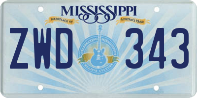 MS license plate ZWD343