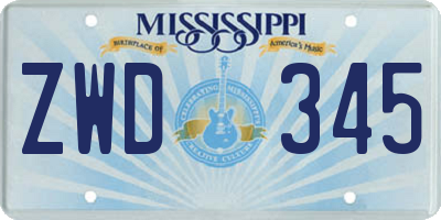 MS license plate ZWD345