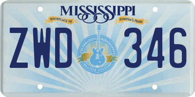 MS license plate ZWD346