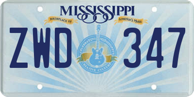 MS license plate ZWD347