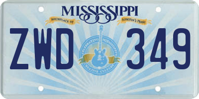 MS license plate ZWD349