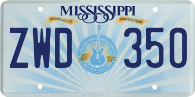 MS license plate ZWD350