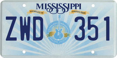 MS license plate ZWD351