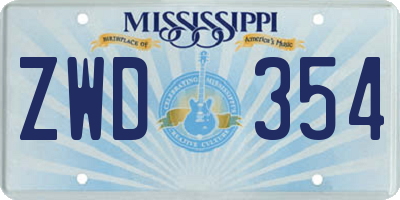 MS license plate ZWD354
