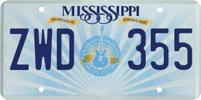 MS license plate ZWD355