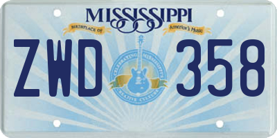MS license plate ZWD358