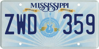 MS license plate ZWD359