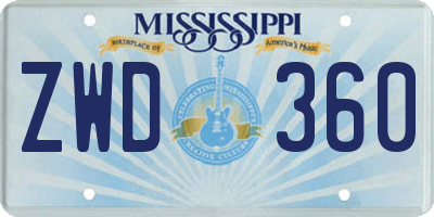 MS license plate ZWD360